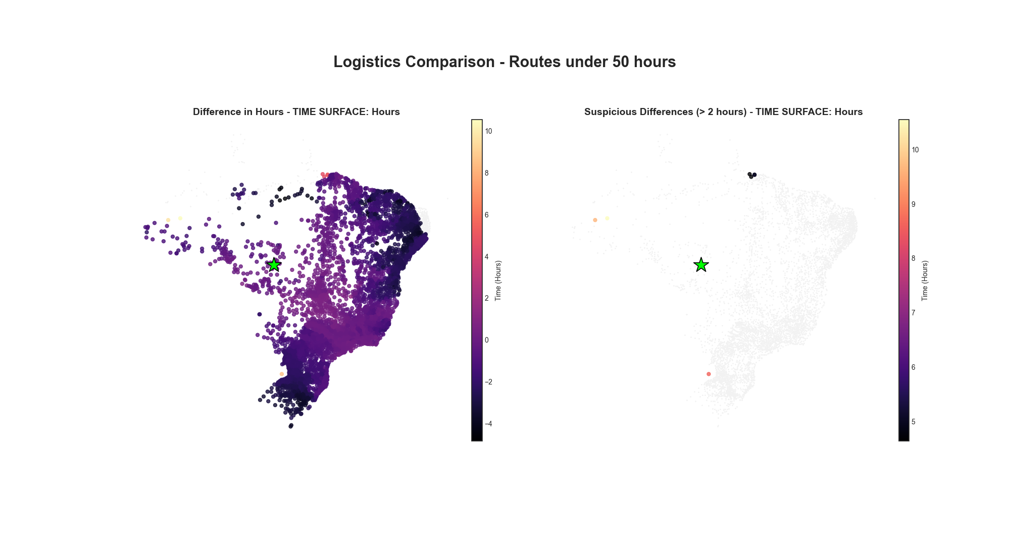 Map of Travel Time Differences